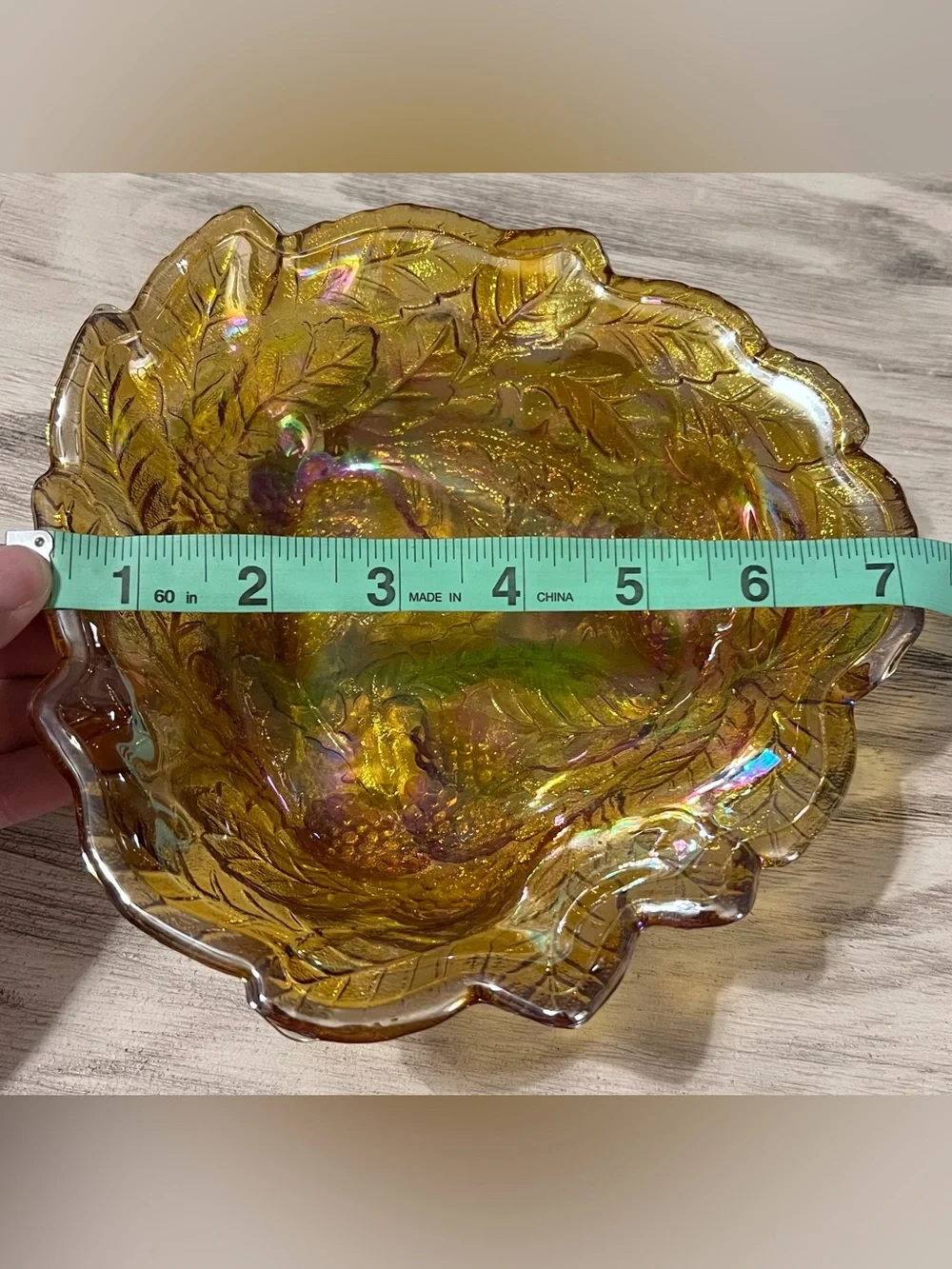 Vintage Indiana Glass Loganberry Marigold Carnival Glass Bowl 7”